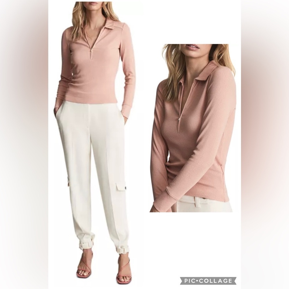 Reiss Ribbed Half Zip Wool Blend Sweater Size XS